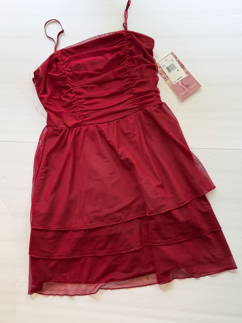 Red Tiered Mesh Party Dress - emerald sundae